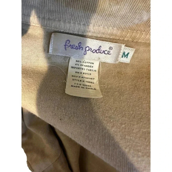 Fresh Produce Women's Beige Sleeveless Collared Full Zip Vest Jacket Size M - Picture 3 of 3